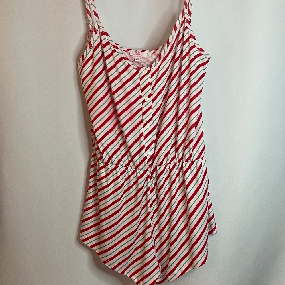 Candycane Pjs, one piece 2XL